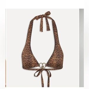 Frankies Bikinis x BELLA HADID Frank Halter Bikini Top in Lucky LEOPARD LUCKY